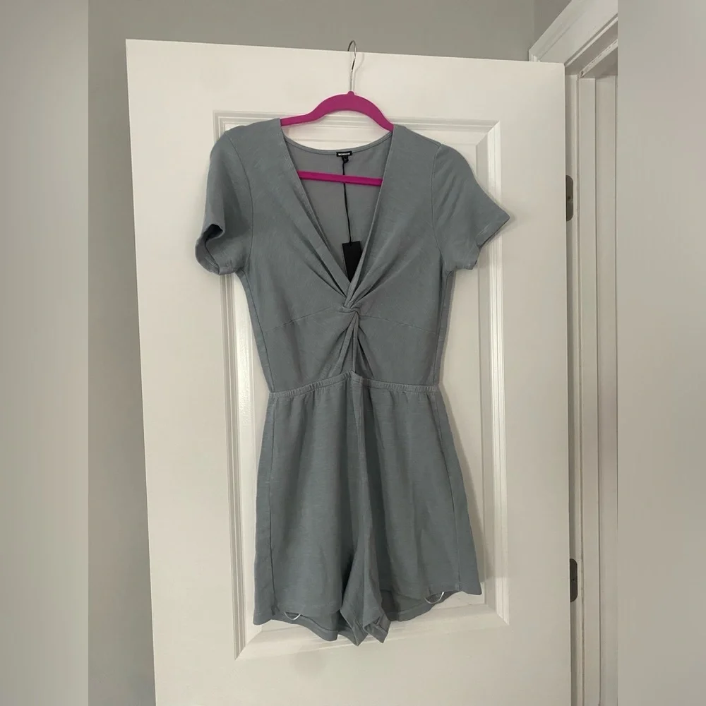 NWT Monrow Women’s Twisted Cutout French Terry Romper in Large
